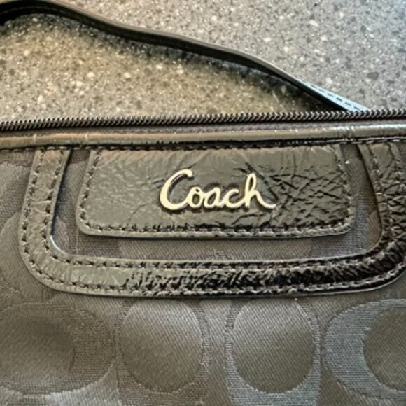 Coach Wristlet Black Canvas Signature Sufflette Clutch Wallet Wristlet - Picture 2 of 4